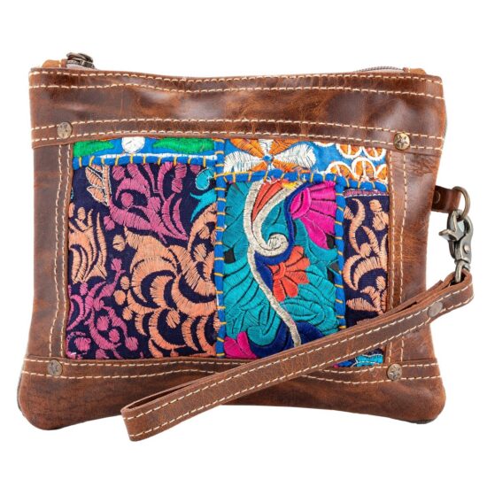 Embroidered Leather Pouch