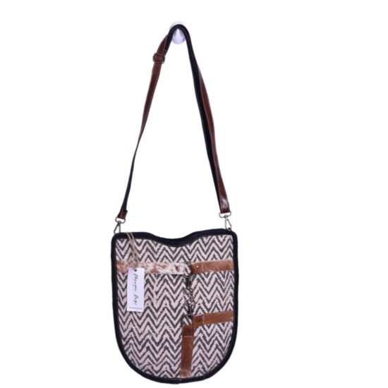 Hairon Strip on Rug Shoulder Bag