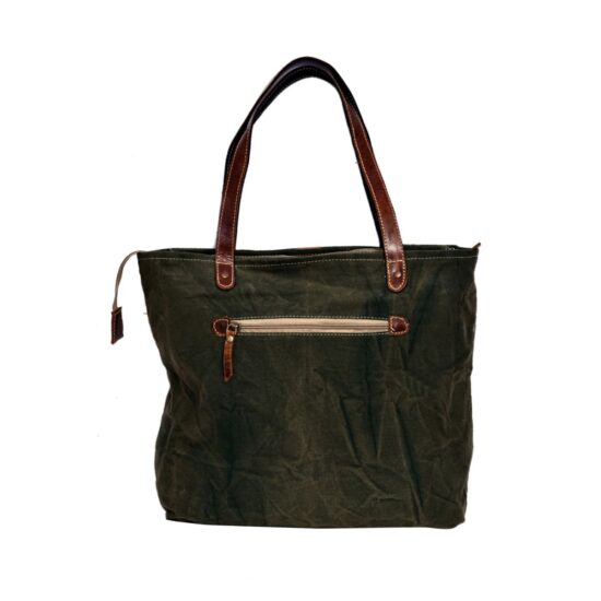 Cycle Print Green Tote Bag - Image 2