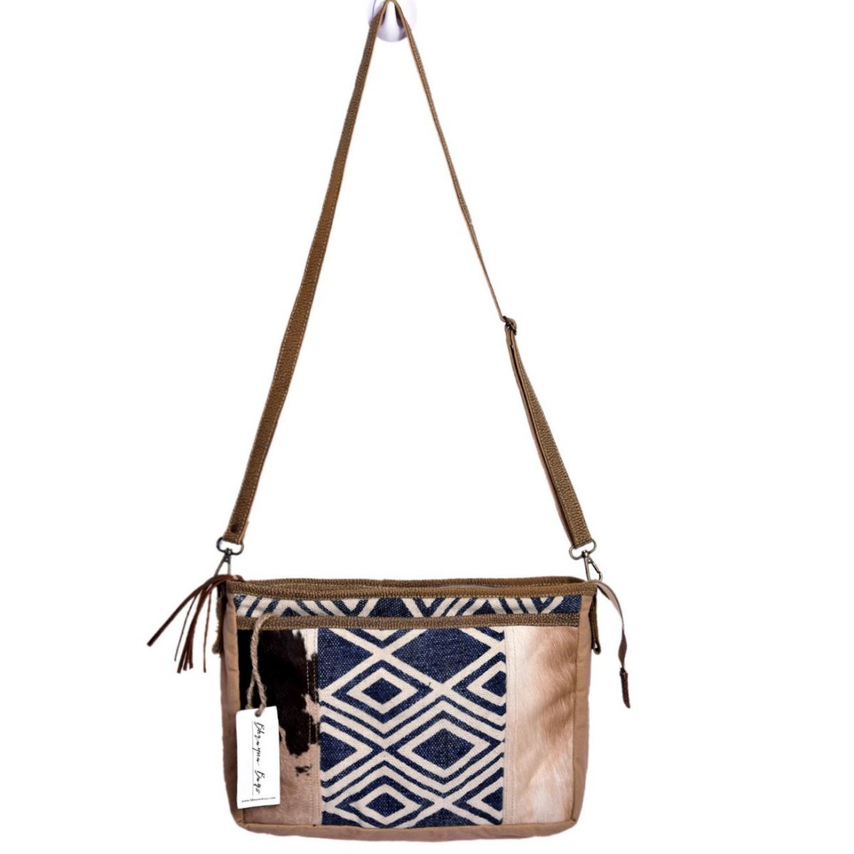 BBW-064.jpg Blue Rug With Hairon Shoulder Bag - Image 1