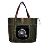 Cycle Print Green Tote Bag