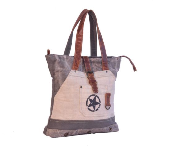 Star Print On White Washed Tote Bag - Image 2